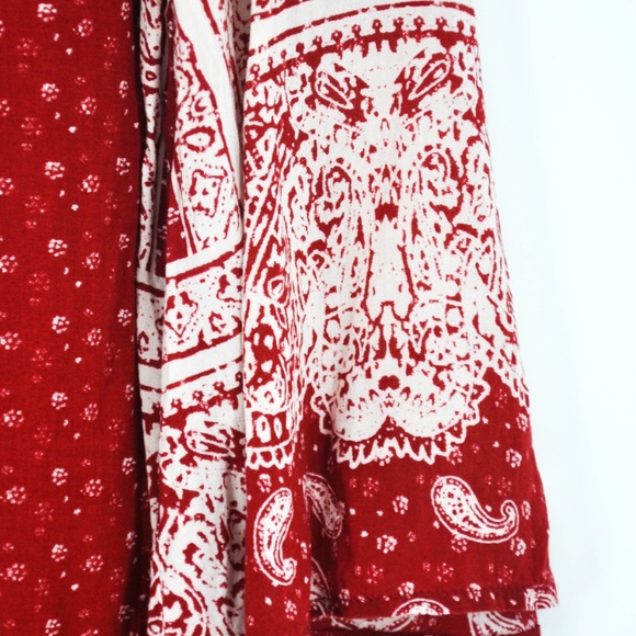 FREE PEOPLE Red Paisley Bell Sleeve Tunic Dress - Picture 4 of 8
